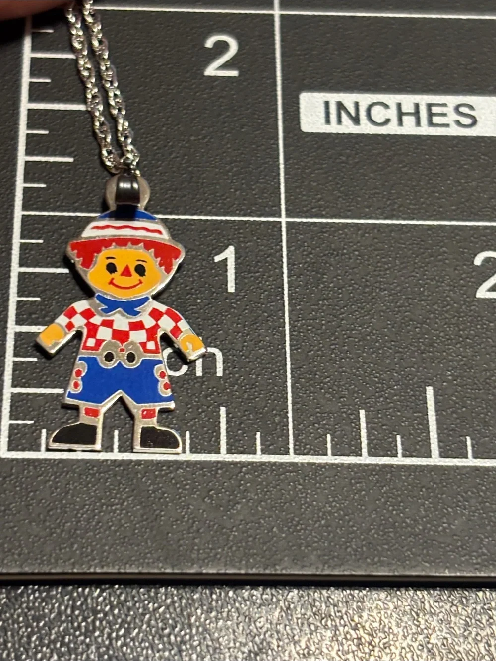 Enamel Raggedy Andy Doll Pendant Necklace Generation X